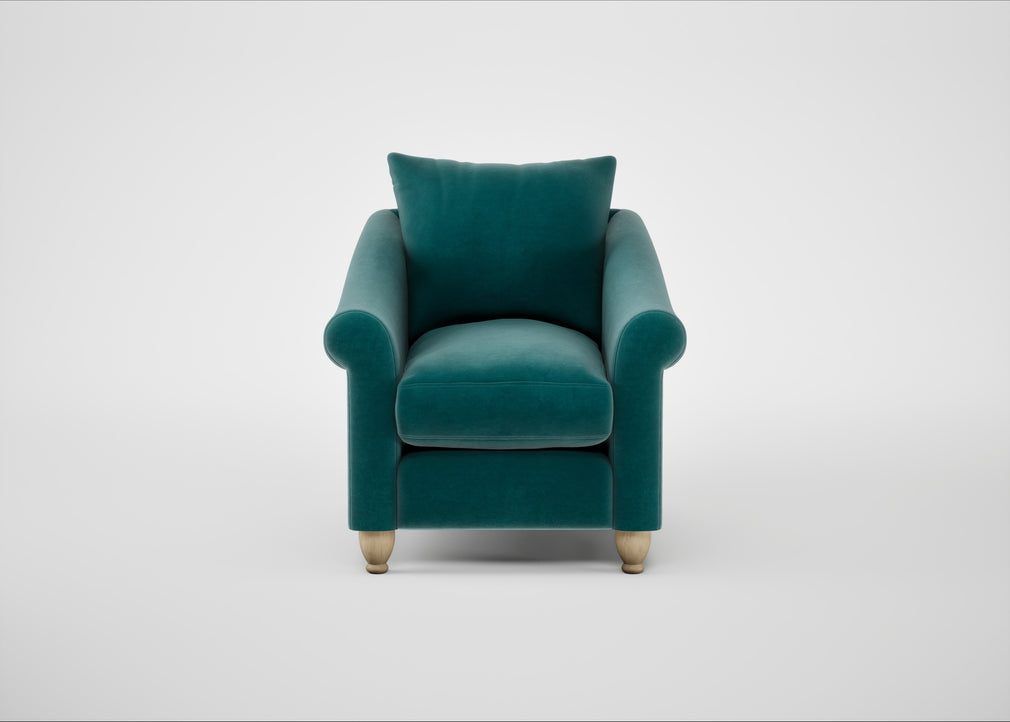 Devon Armchair Smart Luxe Velvet Ocean Green / Natural