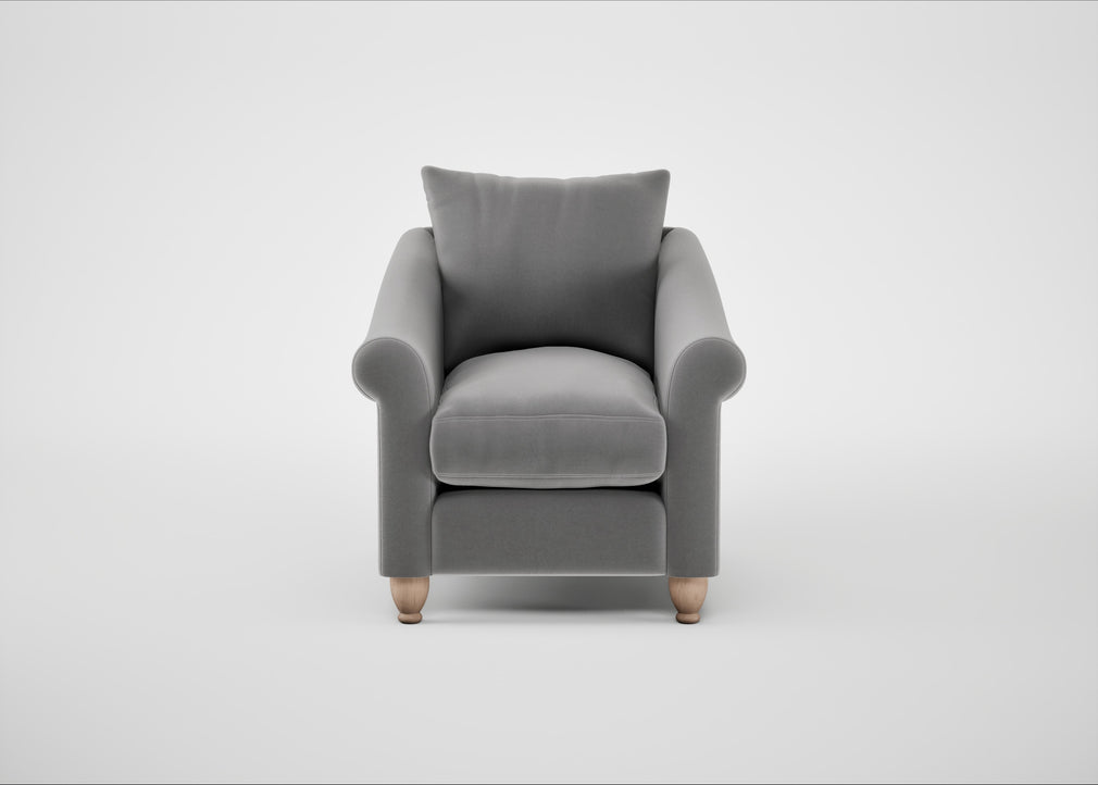Devon Armchair Smart Velvet Mercury / Natural