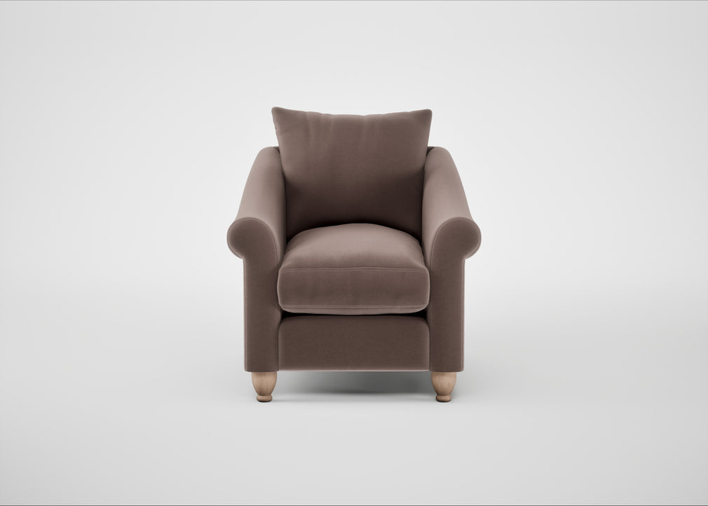 Devon Armchair Smart Velvet Mouse / Natural