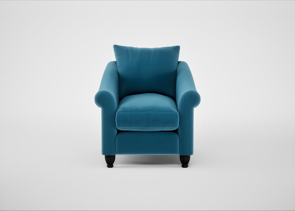 Devon Armchair Smart Velvet Ocean Blue / Black
