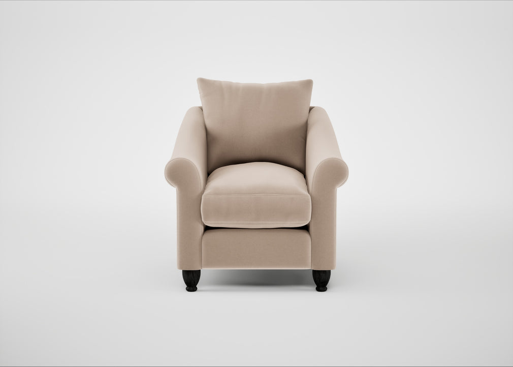 Devon Armchair Smart Velvet Pebble / Black