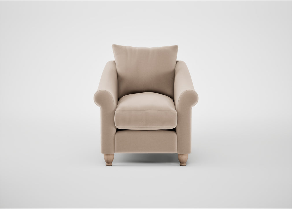 Devon Armchair Smart Velvet Pebble / Natural