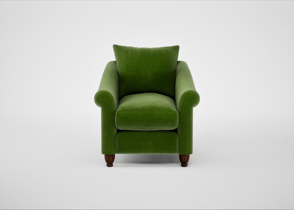 Devon Armchair Smart Luxe Velvet Grass / Walnut Stained