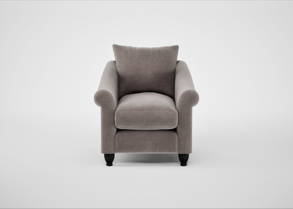 Devon Armchair Smart Luxe Velvet Mushroom / Black