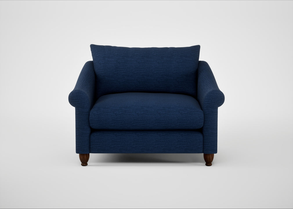 Devon Loveseat Broad Weave Lagoon / Walnut Stained