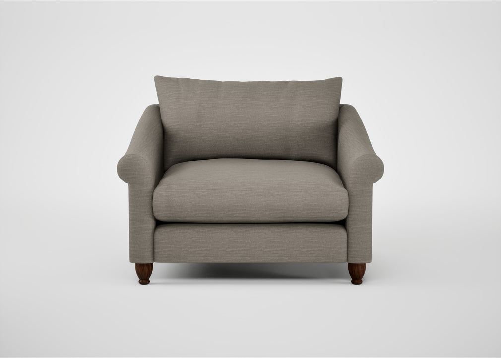 Devon Loveseat Broad Weave Pebble / Walnut Stained
