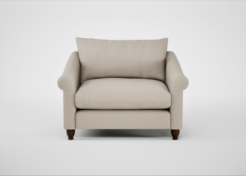 Devon Loveseat Broad Weave Putty / Walnut Stained