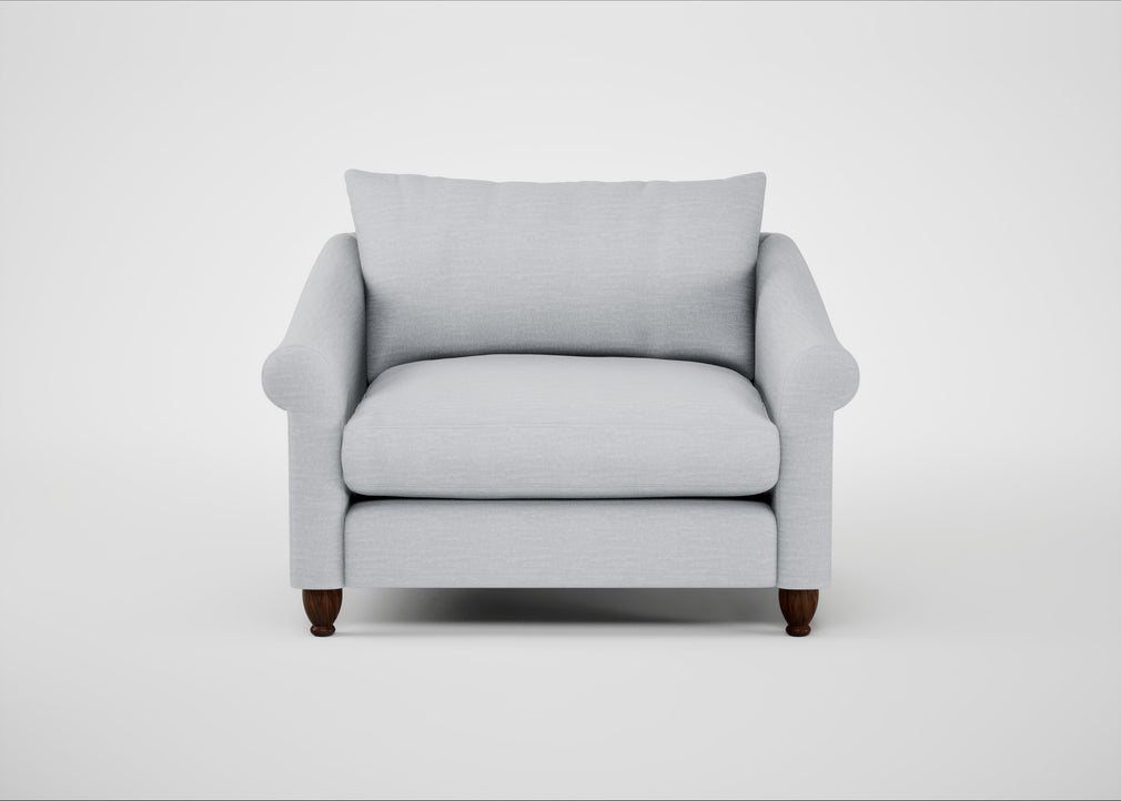 Devon Loveseat Broad Weave Tin / Walnut Stained