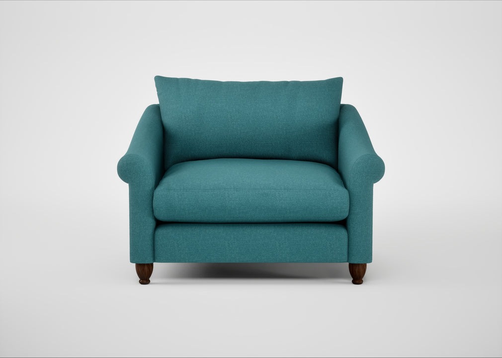 Devon Loveseat Brushed Cotton Cadet / Walnut Stained