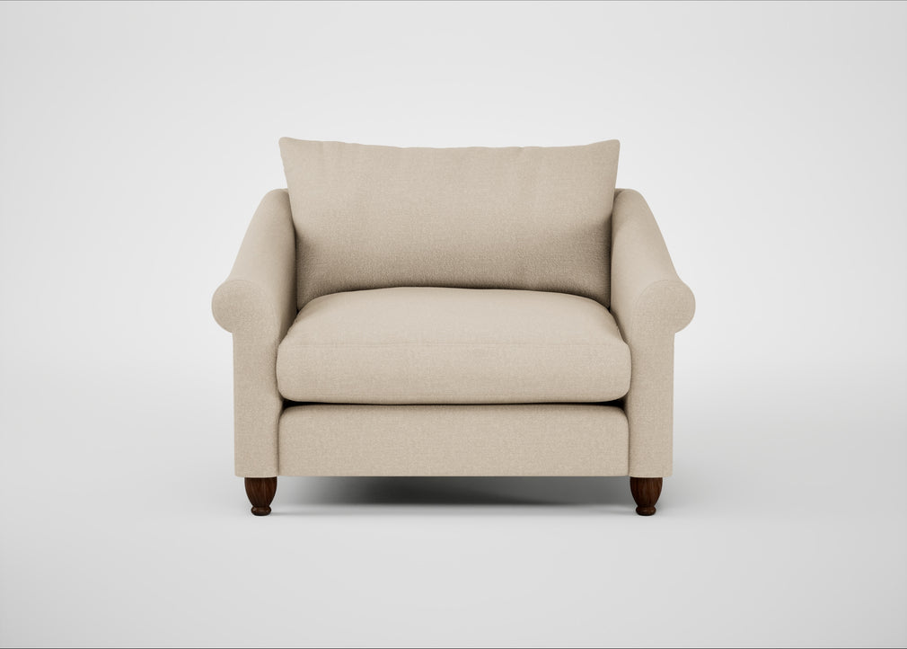 Devon Loveseat Brushed Cotton Oat / Walnut Stained