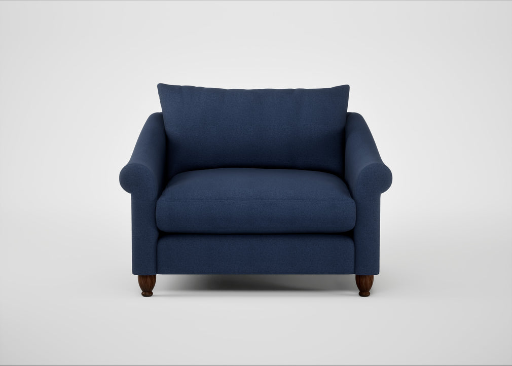 Devon Loveseat Capelo Linen-Cotton Inkspot / Walnut Stained