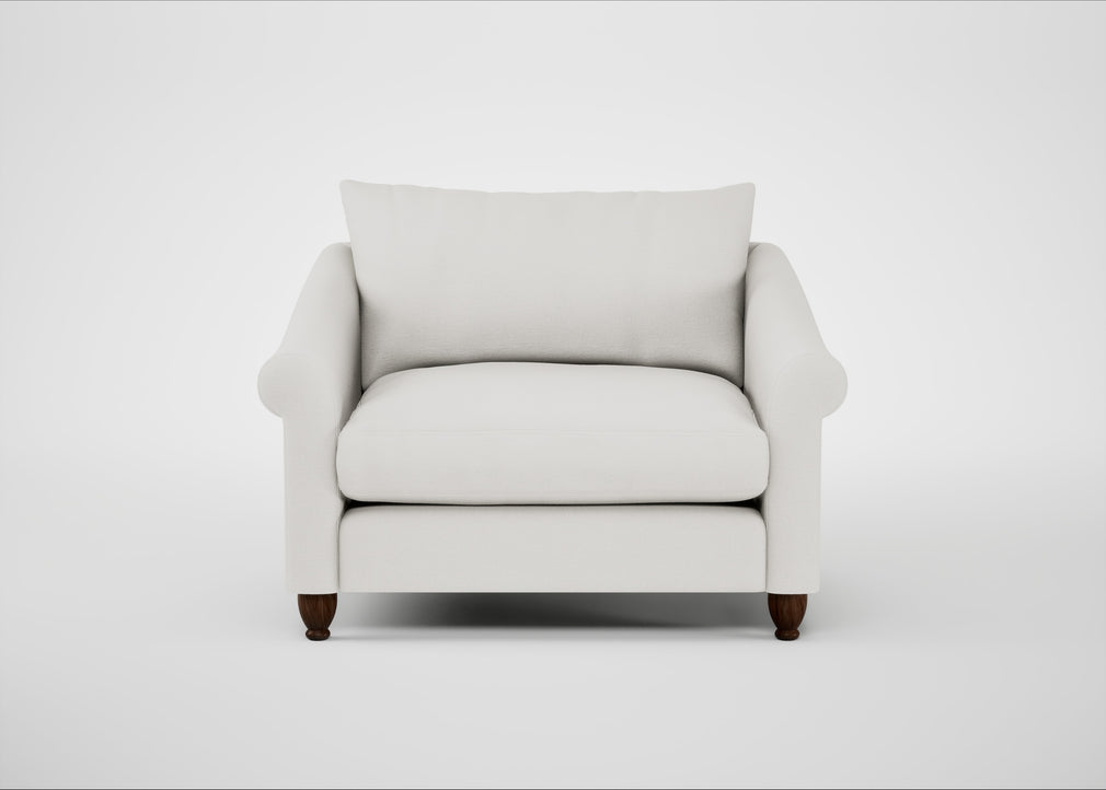 Devon Loveseat Capelo Linen-Cotton Sea Salt / Walnut Stained