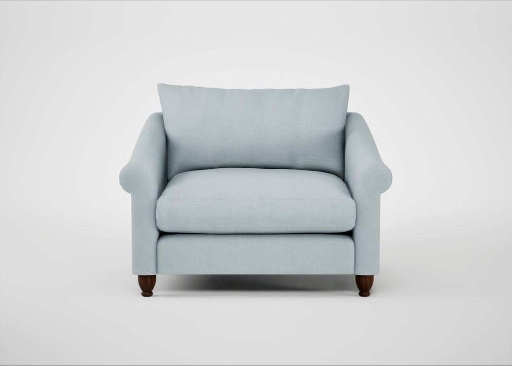 Devon Loveseat Capelo Linen-Cotton Sea Shanty / Walnut Stained