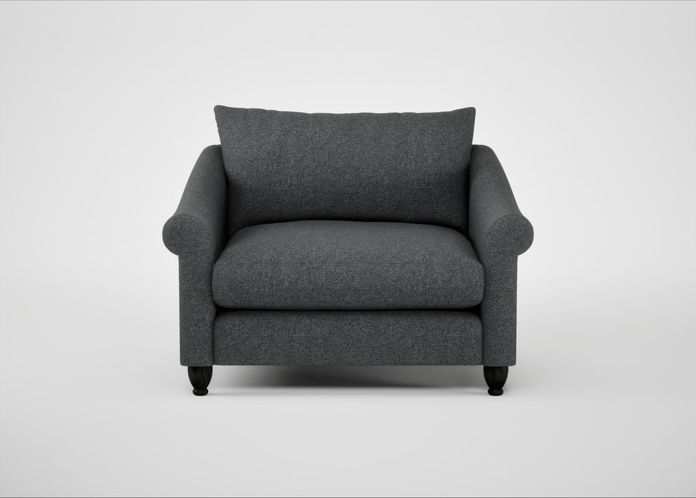 Devon Loveseat Melton Wool Granite / Black