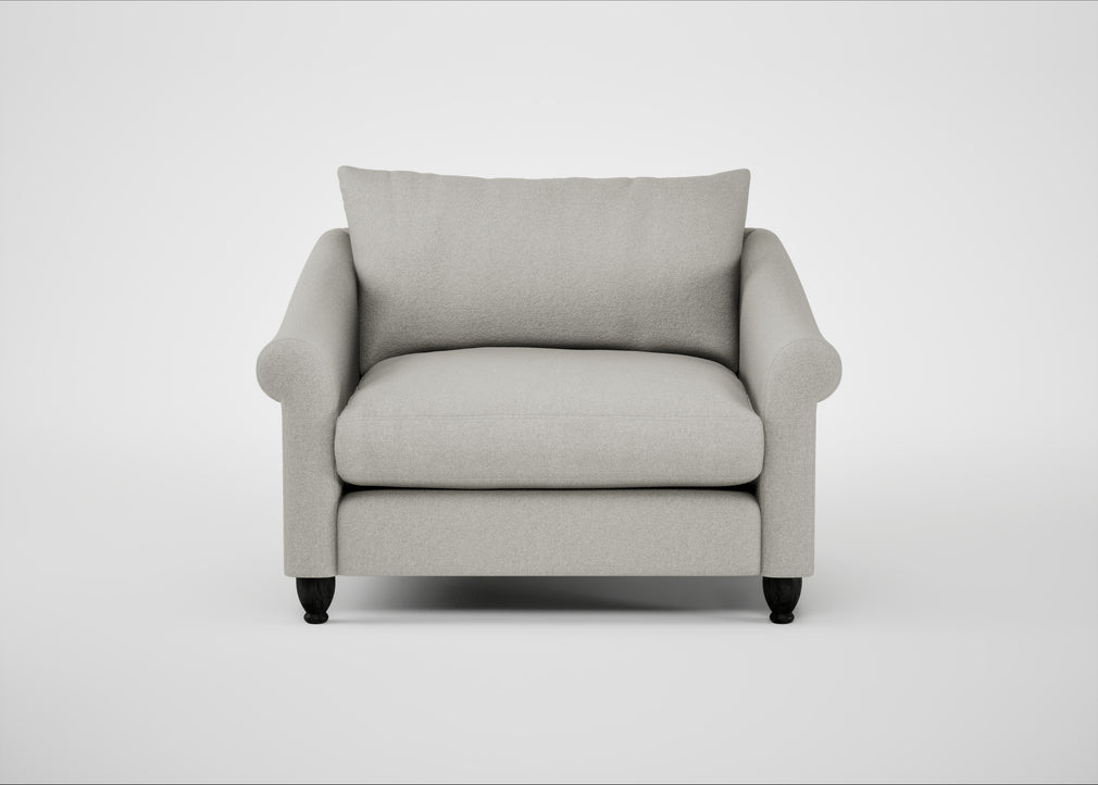 Devon Loveseat Melton Wool Limestone / Black