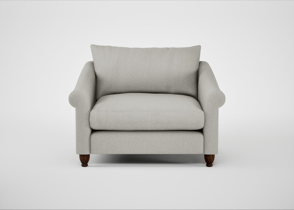 Devon Loveseat Melton Wool Limestone / Walnut Stained