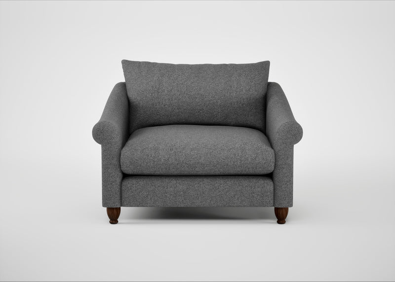 Devon Loveseat Melton Wool Shale / Walnut Stained