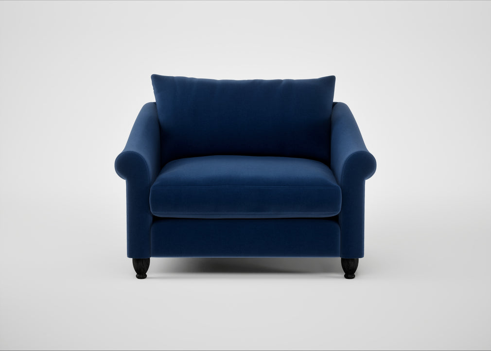 Devon Loveseat Cotton Velvet Midnight / Black