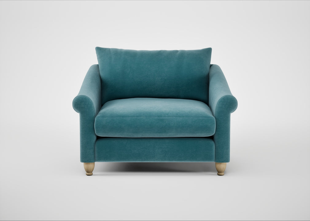 Devon Loveseat Smart Luxe Velvet Airforce Blue / Natural