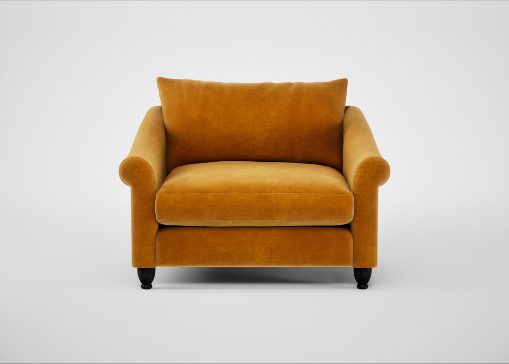 Devon Loveseat Smart Luxe Velvet Cognac / Black