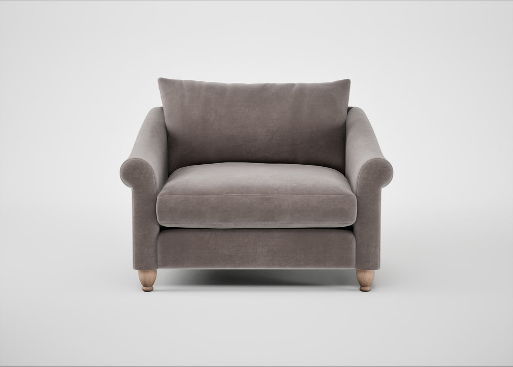 Devon Loveseat Smart Luxe Velvet Mushroom / Natural