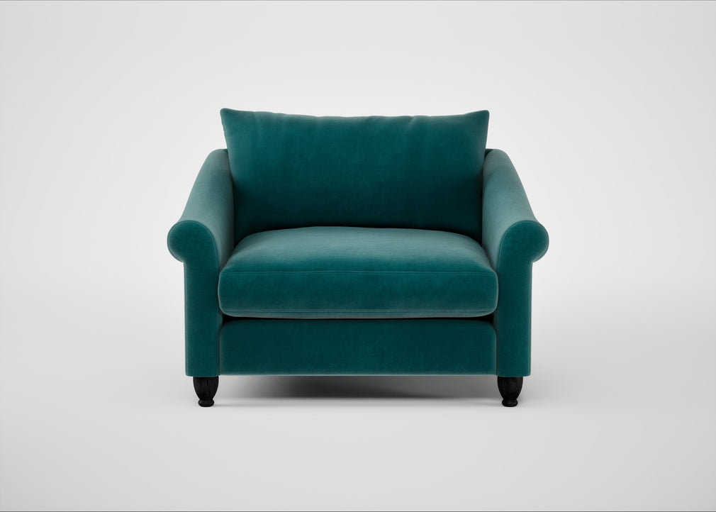 Devon Loveseat Smart Luxe Velvet Ocean Green / Black