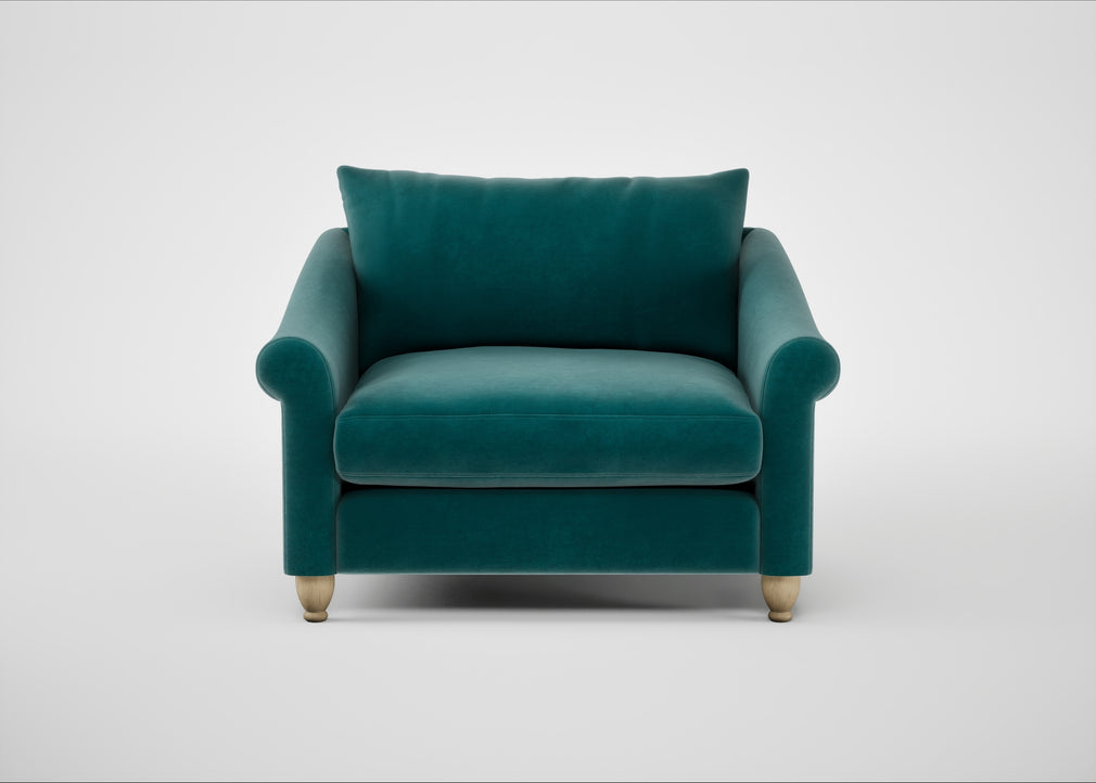 Devon Loveseat Smart Luxe Velvet Ocean Green / Natural