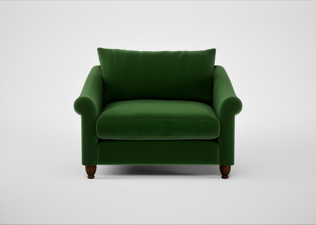 Devon Loveseat Smart Velvet Forest / Walnut Stained