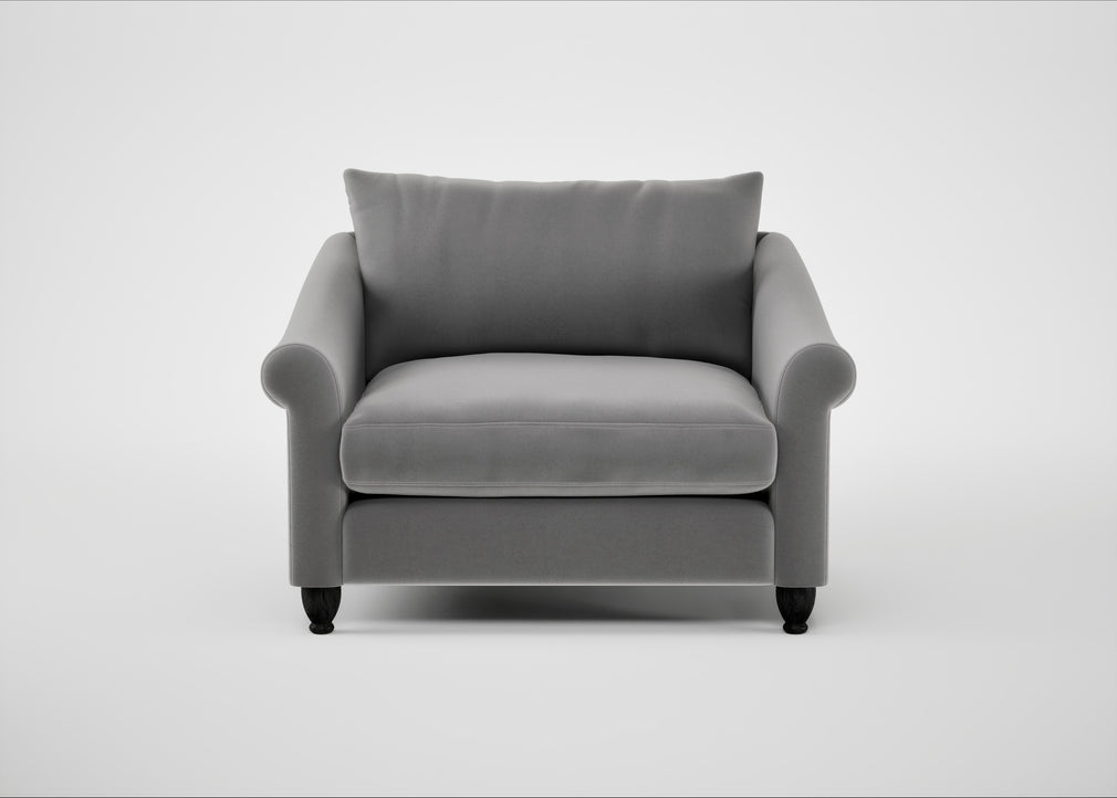 Devon Loveseat Smart Velvet Mercury / Black