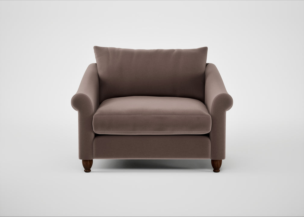 Devon Loveseat Smart Velvet Mouse / Walnut Stained