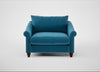 Devon Loveseat Smart Velvet Ocean Blue / Walnut Stained