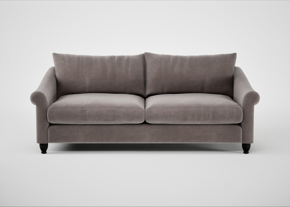 Devon 4 Seater Sofa Smart Luxe Velvet Mushroom / Black