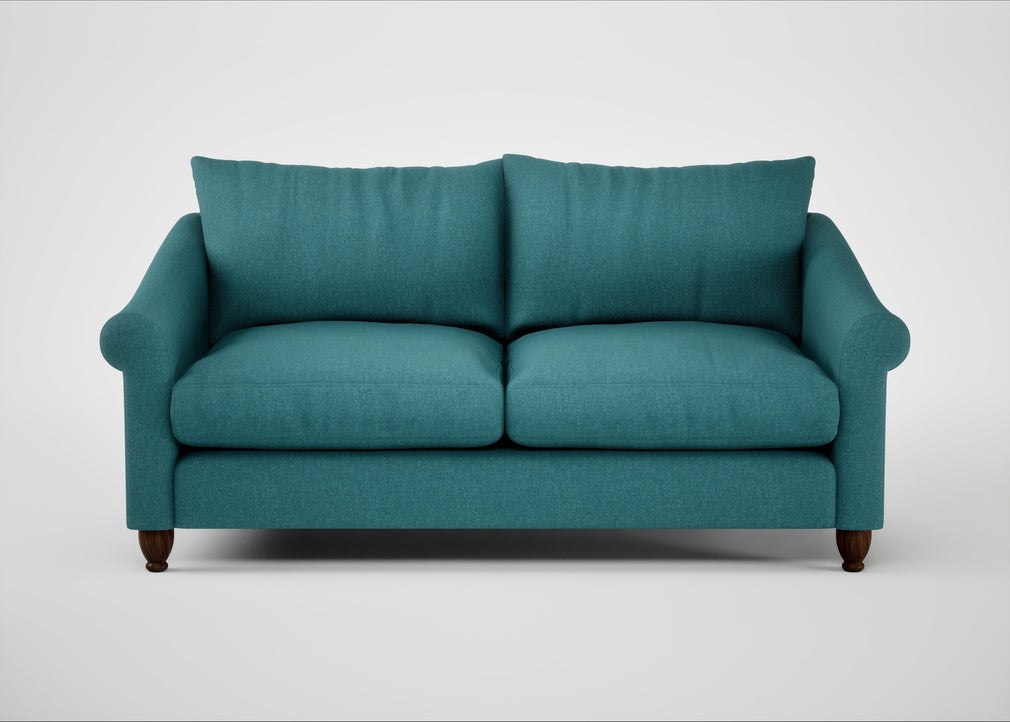 Devon 3 Seater Sofa Brushed Cotton Cadet / Walnut Stained