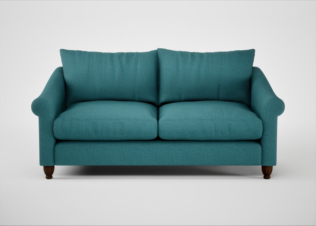 Devon 3 Seater Sofa Brushed Cotton Cadet / Walnut Stained