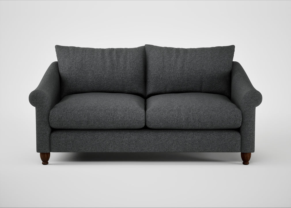 Devon 3 Seater Sofa Melton Wool Granite / Walnut Stained