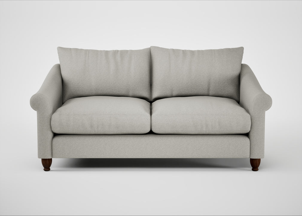Devon 3 Seater Sofa Melton Wool Limestone / Walnut Stained