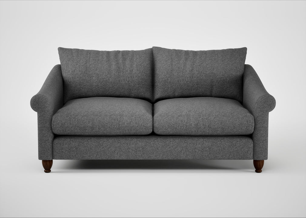 Devon 3 Seater Sofa Melton Wool Shale / Walnut Stained