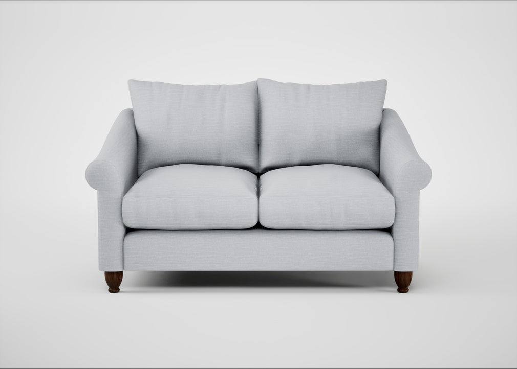 Devon 2 Seater Sofa Broad Weave Tin / Walnut Stained