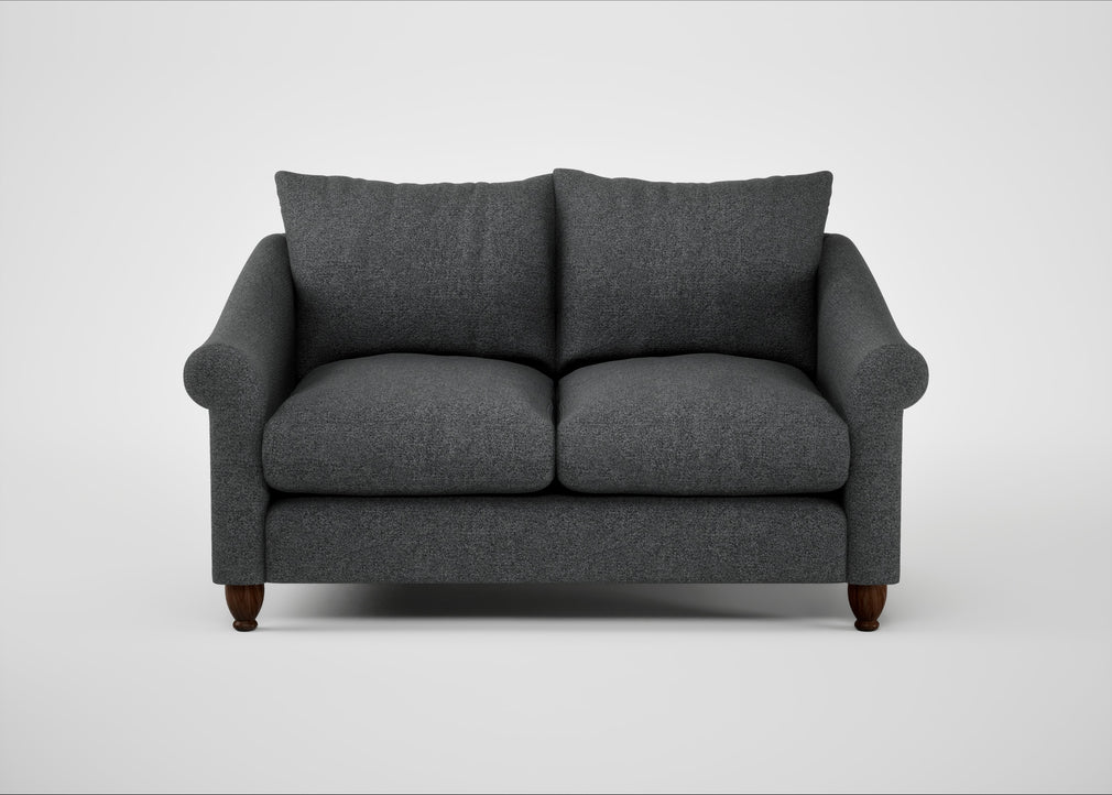 Devon 2 Seater Sofa Melton Wool Granite / Walnut Stained