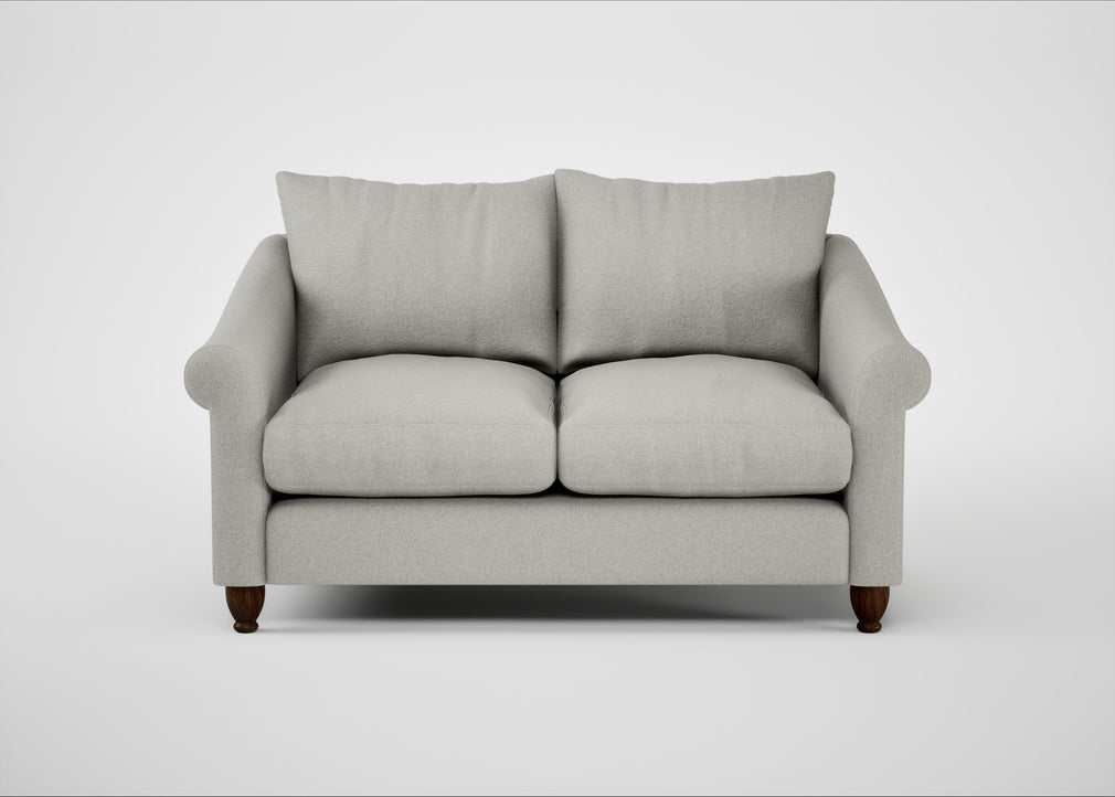 Devon 2 Seater Sofa Melton Wool Limestone / Walnut Stained