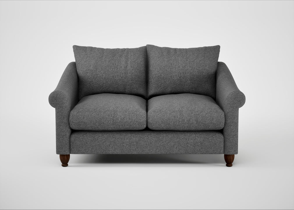 Devon 2 Seater Sofa Melton Wool Shale / Walnut Stained
