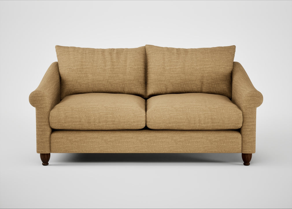 Devon 3 Seater Sofa Smart Linen Mix Sand / Walnut Stained