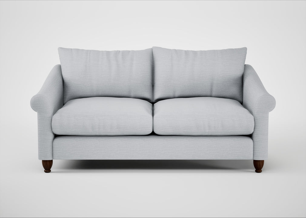 Devon 3 Seater Sofa Broad Weave Tin / Walnut Stained