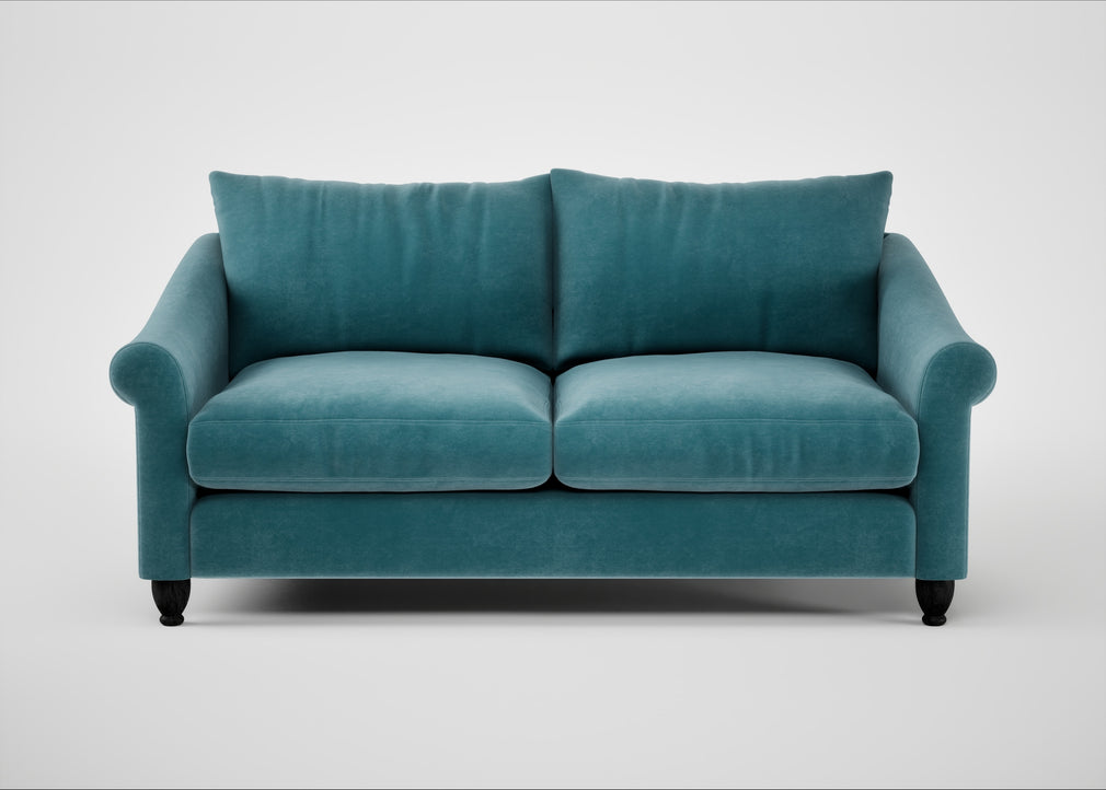 Devon 3 Seater Sofa Smart Luxe Velvet Airforce Blue / Black