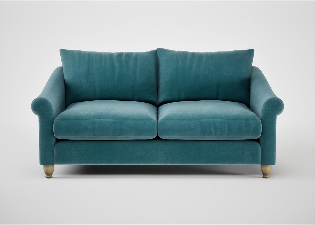 Devon 3 Seater Sofa Smart Luxe Velvet Airforce Blue / Natural