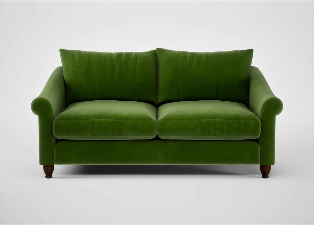 Devon 3 Seater Sofa Smart Luxe Velvet Grass / Walnut Stained