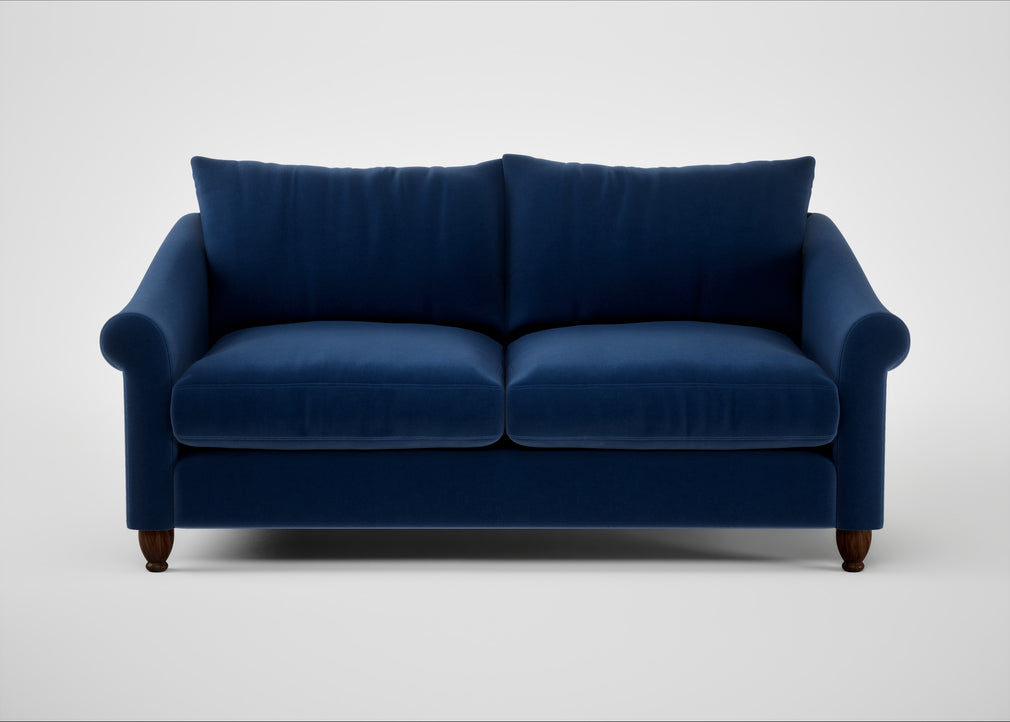 Devon 3 Seater Sofa Smart Luxe Velvet Midnight / Walnut Stained