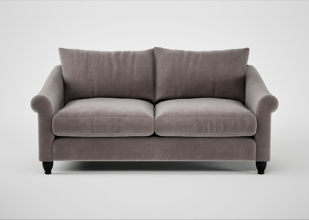 Devon 3 Seater Sofa Smart Luxe Velvet Mushroom / Black