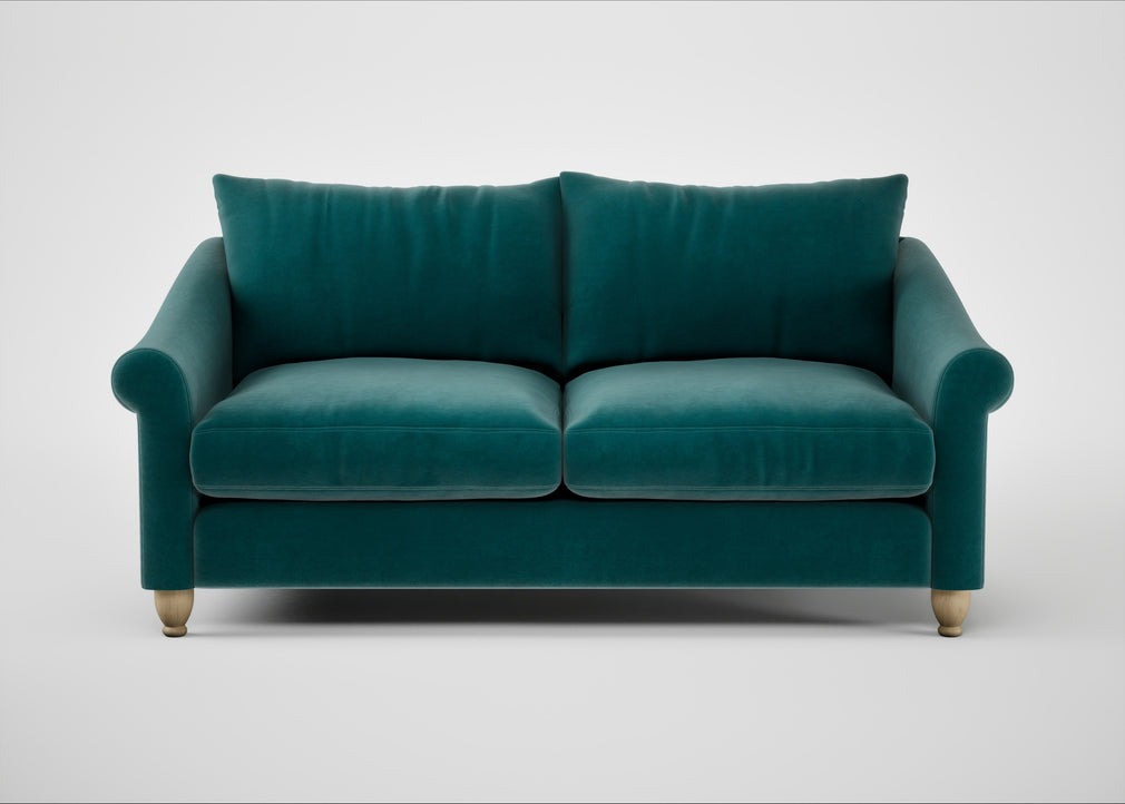 Devon 3 Seater Sofa Smart Luxe Velvet Ocean Green / Natural