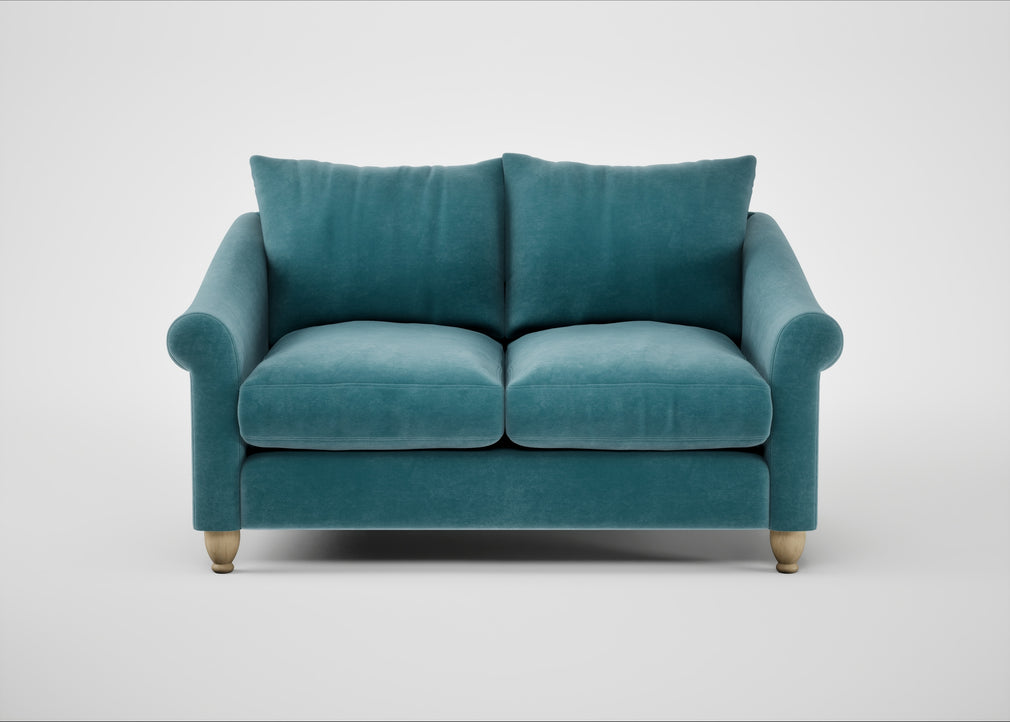 Devon 2 Seater Sofa Smart Luxe Velvet Airforce Blue / Natural